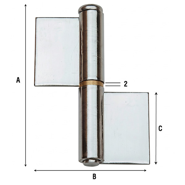 Aldeghi ART.1224IN Cerniera a Saldare INOX ALI Piane Perno a Levare MM80 - ALDEGHI LUIGI - Immagine 2